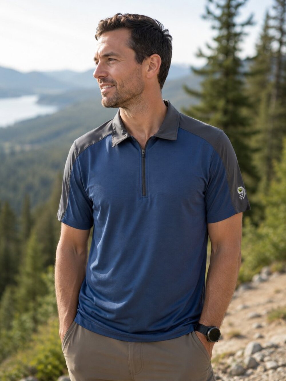 Mountain Hardwear Blue Gray Quarter Zip Performance Shirt Size Small